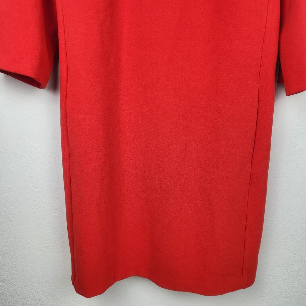Blumarine Red Shift Dress Rhinestone Neckline 3/4 Sleeve Size 6 NWT Pockets - Picture 4 of 12
